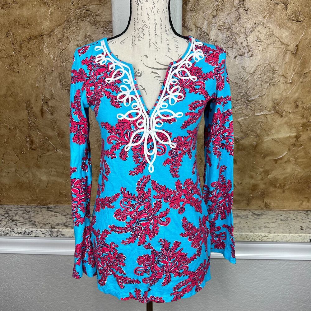 Lilly Pulitzer Westley Tunic Cerulean Blue Rhode Island Reef Womens Small Cruise